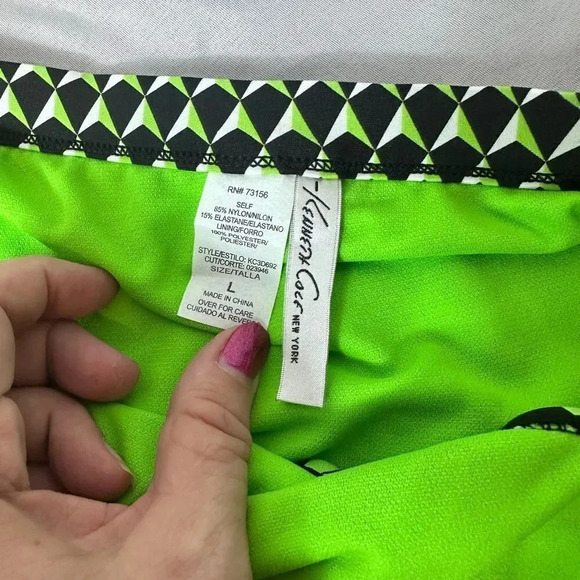 Kenneth Cole green and blue abstract print swimsuit bottom size large - Picture 9 of 9